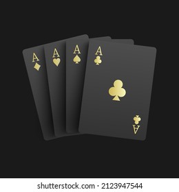 Black four aces poker card, vector illustration