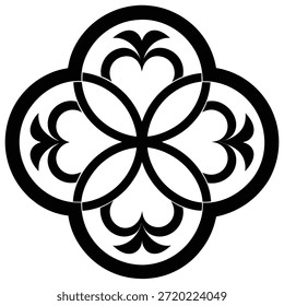 Black Four- Leaf Clover Geometric Design on White Background abstract pattern