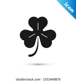 Black Four leaf clover icon isolated on white background. Happy Saint Patrick day.  Vector Illustration