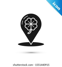 Black Four leaf clover icon isolated on white background. Happy Saint Patrick day.  Vector Illustration