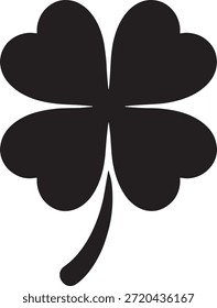 Schwarzer vierblättriger Klee Shamrock Silhouette Symbol auf weißem Hintergrund