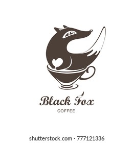 Black fox with a coffee cup on a white background vector logo design template.
Vector coffee house labels.

