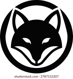 Black fox head in circle logo design Black fox head in circle logo design
