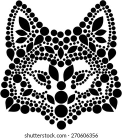 black fox head isolated on a white backgrounds, vector illustration