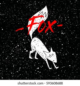 Black fox head portrait. Ideal Halloween background, tattoo art, Egyptian, spirituality, Perfect for print, posters, t-shirts and textiles. Vector illustration.