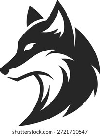Schwarzer Fuchs Kopf Silhouette mit scharfen Features