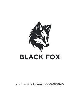 Black Fox icon logo design template. fox head silhouette logo vector illustration