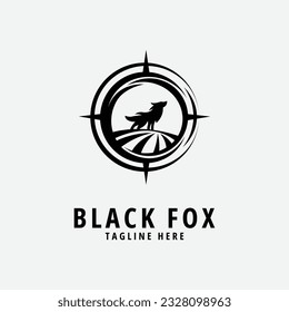 black fox line art design logo illustration icon