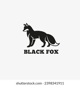 Black fox logo design template in minimalistic style. Vector illustration.