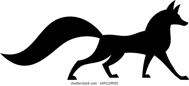 Black fox on a white background