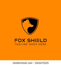 Black Fox Shield Logo with Orange Background
