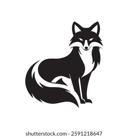 Black Fox silhouette isolated on white background. Fox logo vector design.