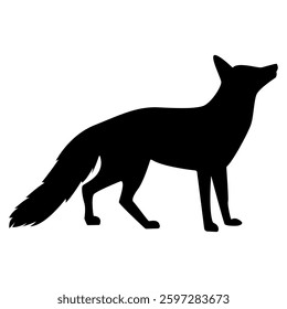 A Black Fox Silhouette Vector Illustration.