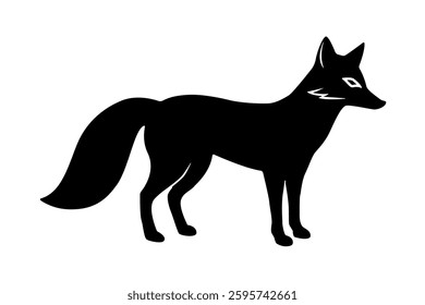 Black Fox Silhouette Vector. fox silhouette isolated on white background.