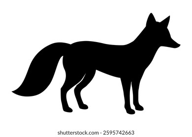 Black Fox Silhouette Vector. fox silhouette isolated on white background.