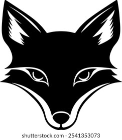 black fox or wolf head without background