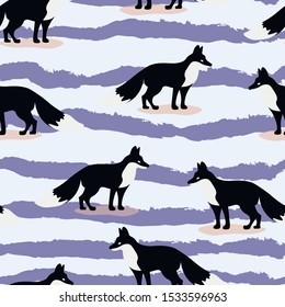Black foxes animals seamless pattern . Concept for print, textile, cards, wallpapers