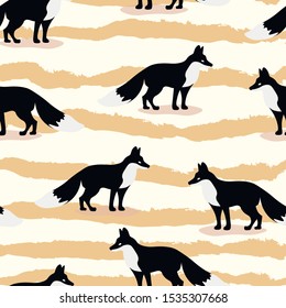 Black foxes animals seamless vector pattern. Concept for print, web design, cards, textile