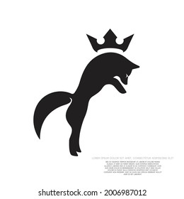 Black foxy silhouette with crown logo design for your brand identity and illustration