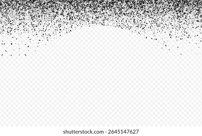 Black Fraction Vector Transparent Background. Gloomy Creative Noise Certificate. Fly Gravel Flyer. Sullen Dirt Graphic Banner. Circular Grain. Minimal Powder Pattern.