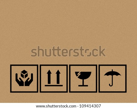 Black fragile symbol on cardboard - Vector