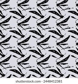 Fragmentos negros sobre un fondo gris. Vector sin patrón de abstracción grunge. Ilustración de fondo, diseño decorativo para tela o papel. Ornamento moderno 