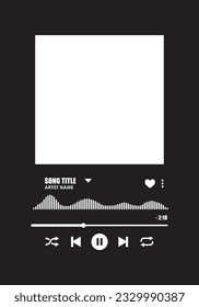 Schwarzer Rahmen für Audio-Player modern aussehender Player für App zum Abspielen von Musik, Podcasts, Radio. Panel für einen Audio-Player, stilvoll und gut geeignet für die Erstellung einer Handy-Anwendung.