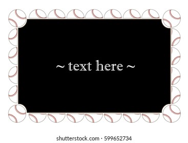 Black frame with baseball balls on a white background. Vector illustration