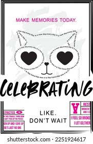 black frame black cat black heart black text pink text white background