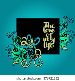 Black frame with a decorative element. Ready design.