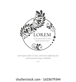 Black frame with decorative vector leaves. Elegant, classic elements. Can be used for jewelry, beauty and fashion industry. Great for logo, emblem, background or any desired idea.