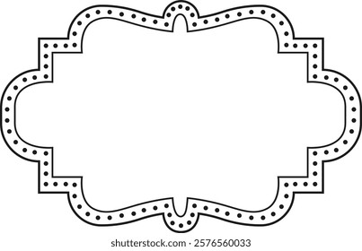 Black frame with dotted border creating a vintage or retro aesthetic, ideal for adding a touch of classic elegance to text, pictures, invitations, cards, or any design project