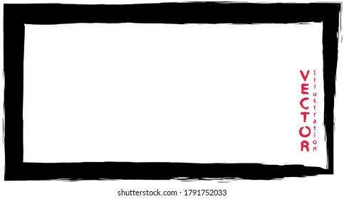 Black frame of dry brush strokes on a white background