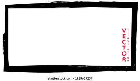 Black frame of dry brush strokes on a white background