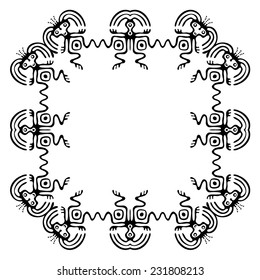 Black frame element with aliens, vector illustration