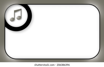 black frame for entering text with music symbol
