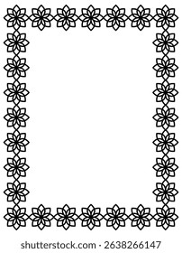 Black frame with flowers isolated on white. Vector square frame. Frame for text, certificate, pictures, photo, diploma. Element for design