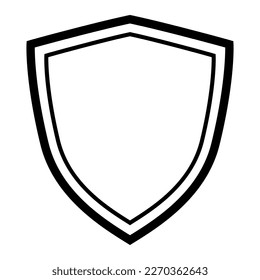 Marco negro en forma de escudo protector, aislado sobre fondo blanco