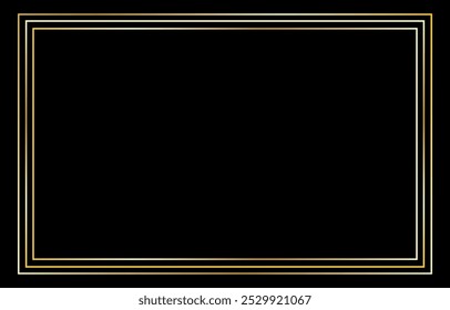 Black frame with golden border lines.Black Friday background.Vector graphic wallpaper with empty space.