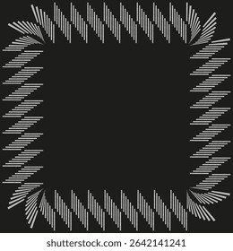 Black frame icon. Sharp triangle shape. Dark geometric figure. Vector border element.