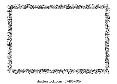Black frame isolated on white background. Silver explosion of confetti. Flat design element. Vector illustration,eps 10
