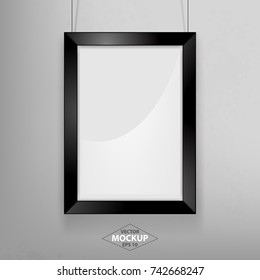 Black frame Mockup. Vector Illustration. Blank white poster mockup