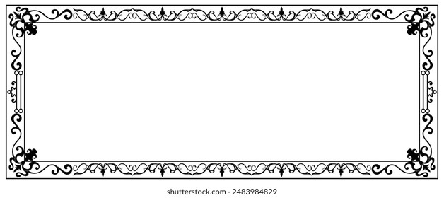 Black frame for name tag Vintage line prayer frame pattern for decoration.