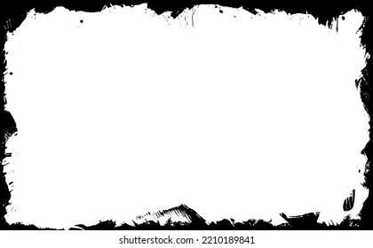Black frame on white background. Grunge style
