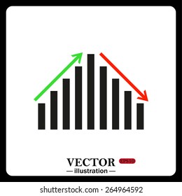 Black frame on a white background.  Icon chart with arrows, vector illustration, EPS 10
