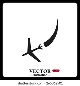 Black frame on a white background.  icon plane. The plane is landing , vector illustration, EPS 10