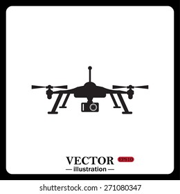 Black frame on a white background. Quadrocopter. icon. vector design