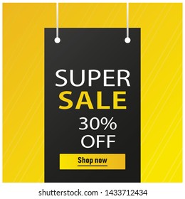 Black frame on a yellow background. Sale banner template design. Big sale special offer. Special offer banner for poster, flyer, brochure, sticker. Vector illustration.