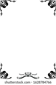 Black frame ornament on a white page. Design for text, invitations, menus, cards, posters etc. Vector illustration.