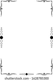 Black frame ornament on a white page. Design for text, invitations, menus, cards, posters etc. Vector illustration.